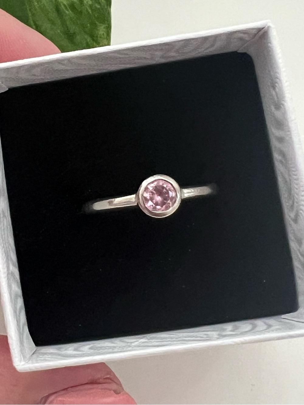 Vintage Sterling Silver & Pink Stone Ring, 925, Size 6.75